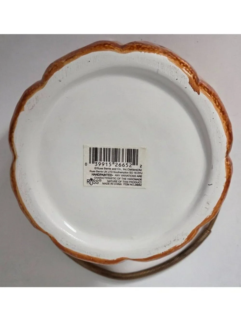 Russ Berrie Jack O Lantern Pumpkin Candle Holder Ceramic Halloween 26652
